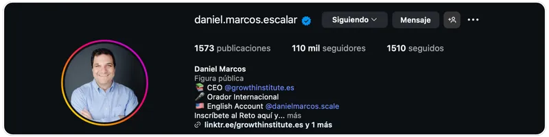 Perfil de Instagram de Daniel Marcos