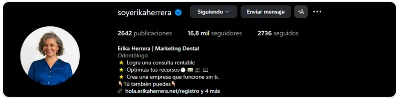 Perfil de Instagram de Erika Herrera