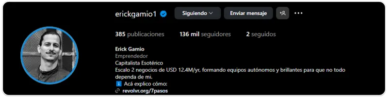 Perfil de Instagram de Erick Gamio